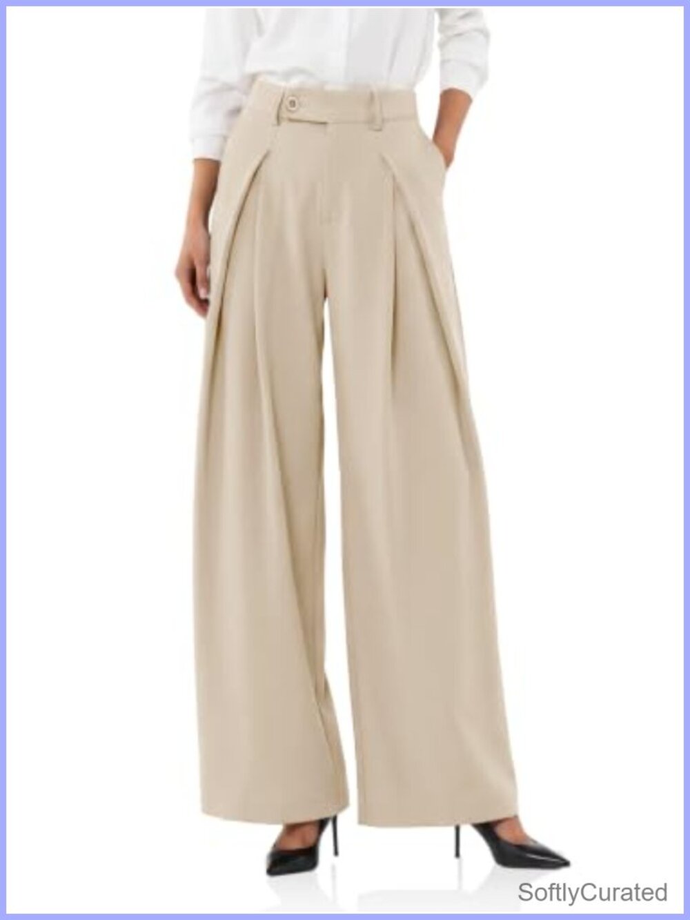 Wide Leg Dressy Pants High Waisted Pleated Trousers Business Casual